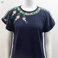 Embroidered, Knitted Top Made With 100 % Cotton