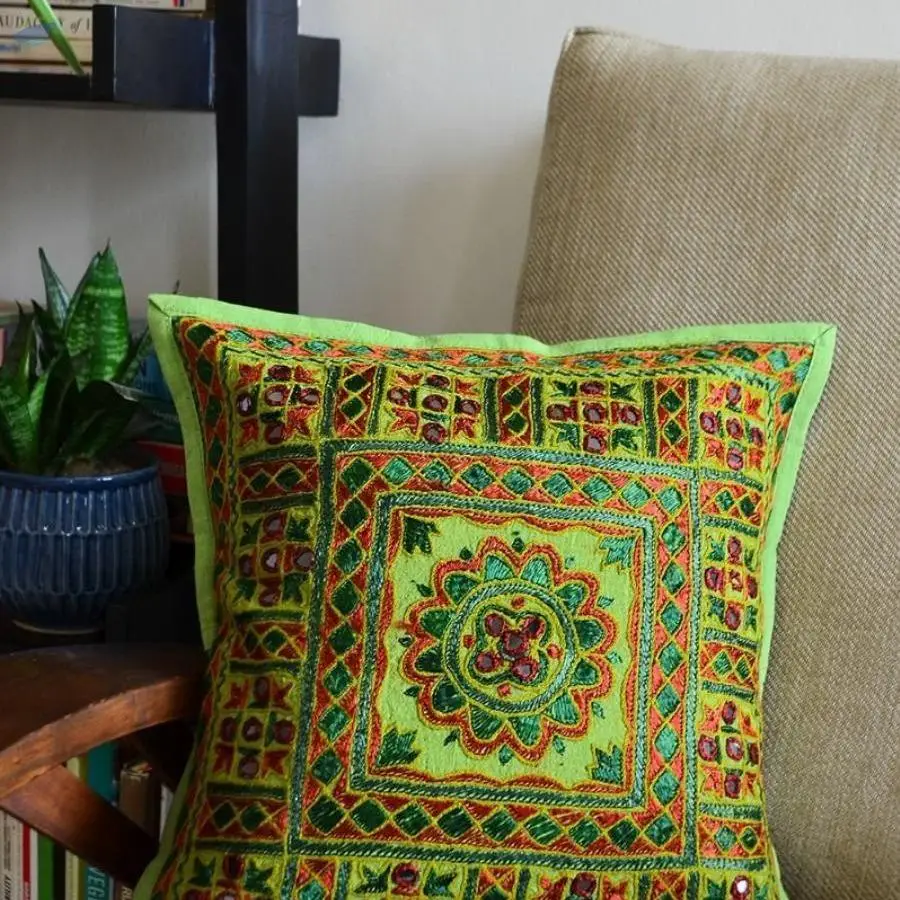 Shabaka Embroidered Cushion Cover ( 16" X 16")