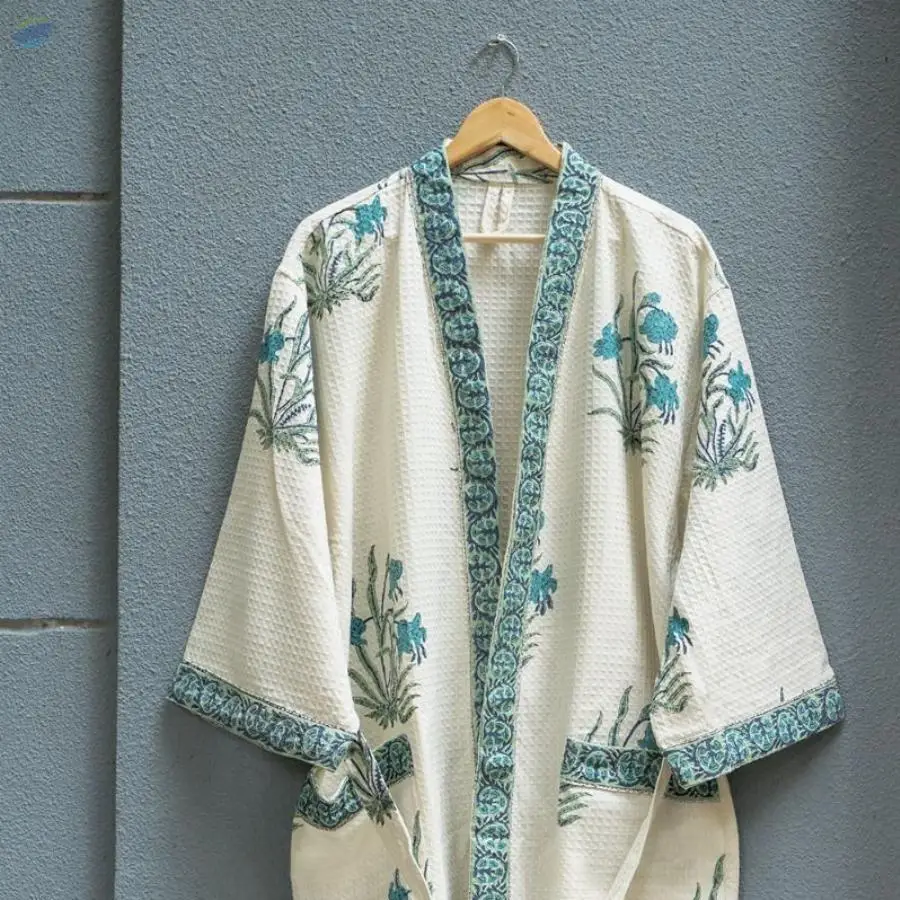 Sikari Block Print Bathrobe