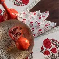 Red Dahlias Table Mats And Napkins (Set Of 6)