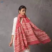 Dabu Pink Chanderi Dupatta