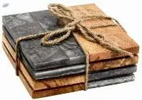 Wood / Stone Coasters Set of 4 D-000153