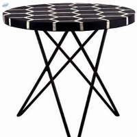 Wood /Metal Table With Resin Work On Top