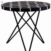 Wood /Metal Table With Resin Work On Top