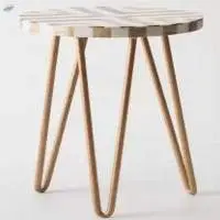 Wood /metal Table With Resin Work On Top
