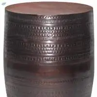 Metal Accent Table Brown Powder Coated Finish
