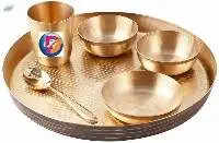 KANSA Dinner Set6 Pc Thali,Katori,Spoon,Glass