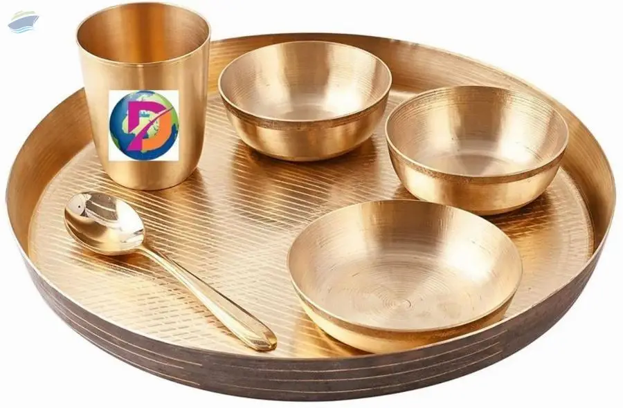 KANSA Dinner Set6 Pc Thali,Katori,Spoon,Glass