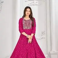 Embroidery With Foil Print Flair Gown