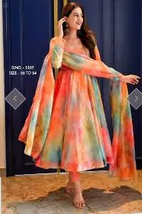 Chanderi Multicolour Dyed Fabric Long Kurti