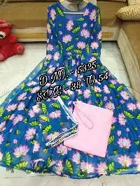 Chiffon Fabric Printed, Full Flared, Long Kurti