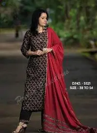 Gold Printed Fabric Long Kurti