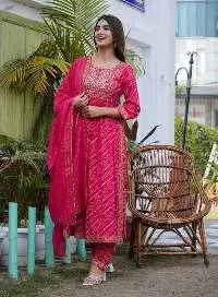 Cotton Fabric Bandhani Printed Straight Kurti