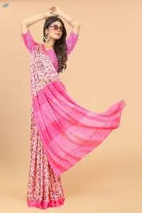 Flower Print Silk Saree