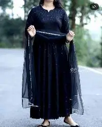 Fabric-Rayon Chikankari With Sequins Work