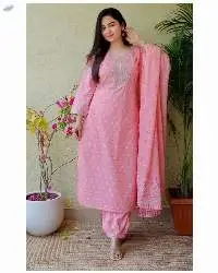 Printed Suit Set With Embroidery Neckline