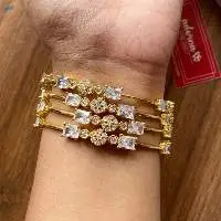 Set Of 4 White AD Block Bangles