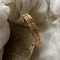 Set Of 4 Gold Super Thin White Bangles