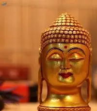 Wooden Golden Buddha Face