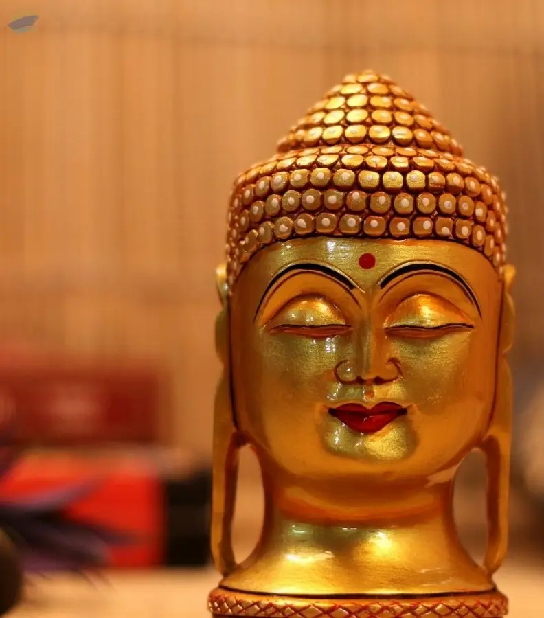 Wooden Golden Buddha Face