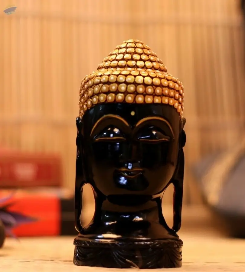 Wooden Black Buddha Face