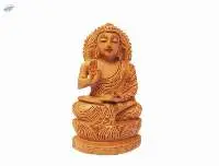 Wooden Lotus Buddha Statue