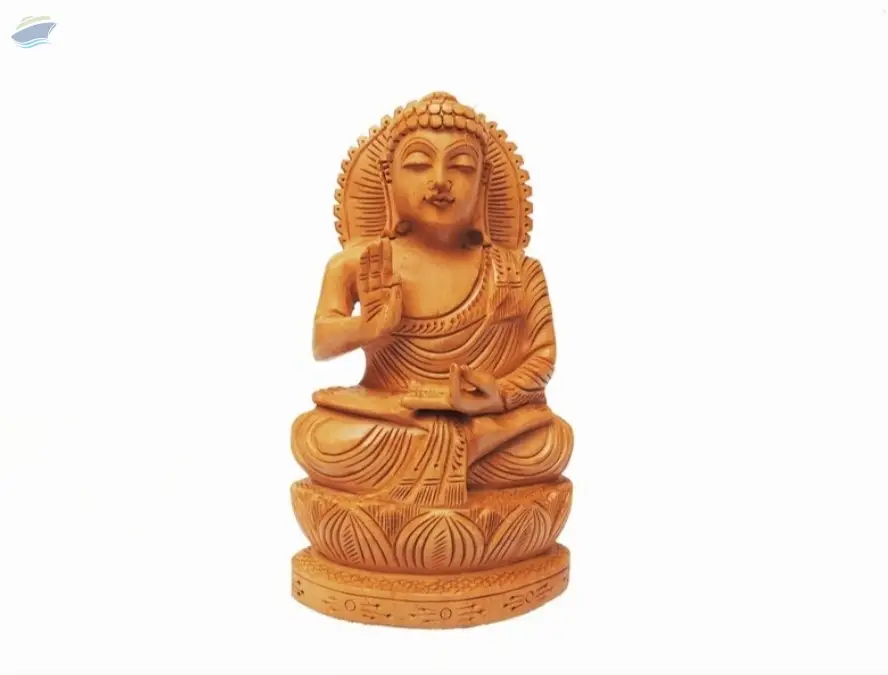 Wooden Lotus Buddha Statue