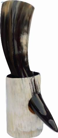Cow Horn / Drinking Horn With Horn Holder