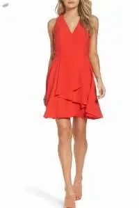 Asymmetrical Crepe Fit & Flare Dress