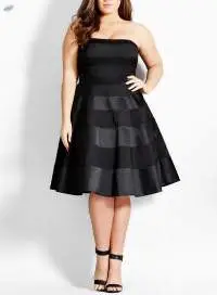 Stripe Strapless Fit & Flare Party Dress