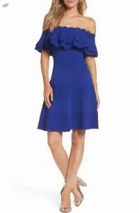 Off the Shoulder Fit & Flare Dress