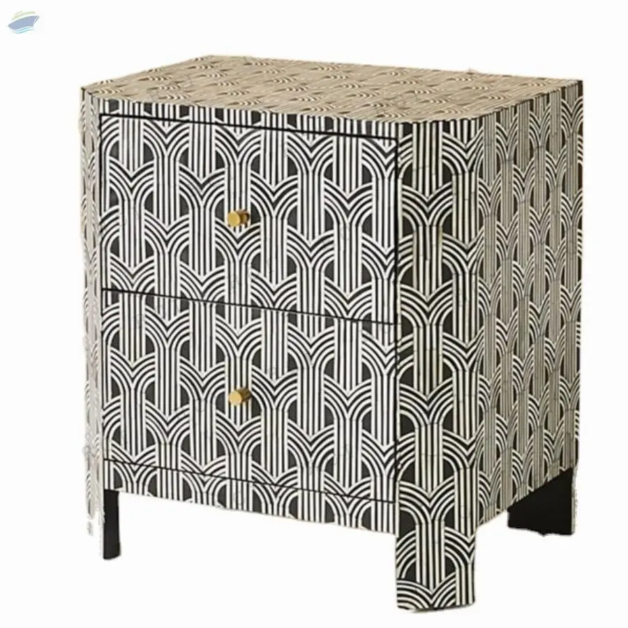 Black Color Bedside Table with 2 Drawers