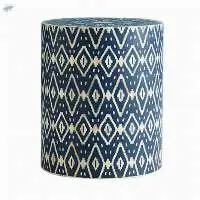 Blue Ikat Design Bone Inlay Side/End Table