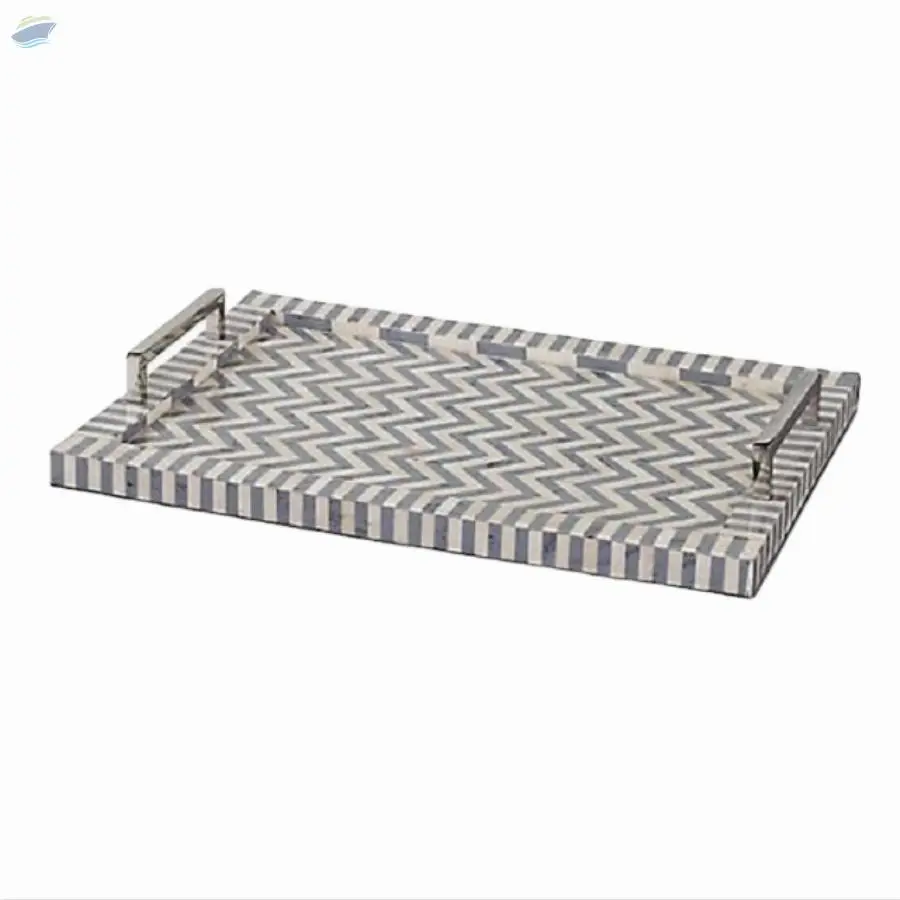 Bone Inlay Rectangular Serving Tray by Onavia