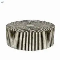 Bone Inlay Round Striped Coffee Table by Onavia