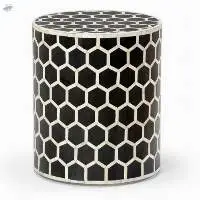 Honeycomb Pattern Black Bone Inlay Stool