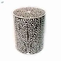 Floral Pattern Bone Inlay Stool by Onavia