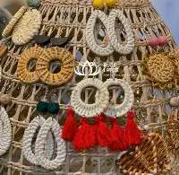 Rattan Earrings From Vietnam - Blue Lotus