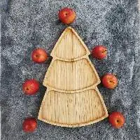 Wooden Christmas Tree Tray Plate