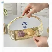 Bamboo Woven  Basket Tea Snack Pastry Trays