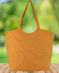 Printed Yellow Cotton Jute Bag