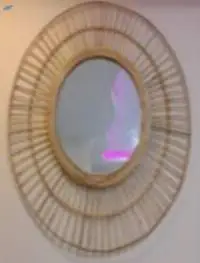 Rattan Framed Round Mirror