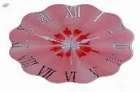 Wall Wooden Watch In Pink Flower Shape