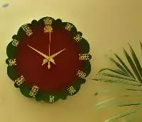 Wall Wooden Watch In Red Green Color