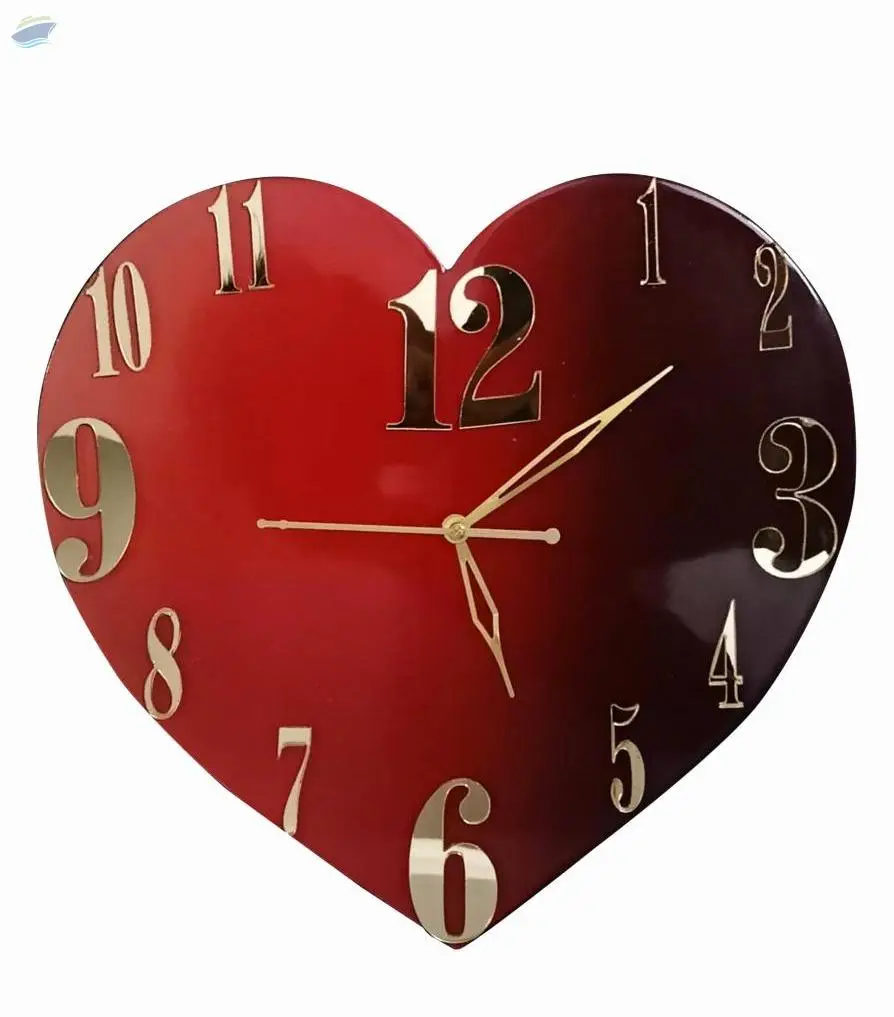 Wall Wooden Watch In Heart Shape