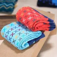 Trend Navy Blue And Burgundy Colorful Socks