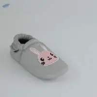 Pure Gray Real Leather Soft Baby Shoes