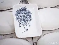Blue Pottery Serving Tray - Tribal Chief