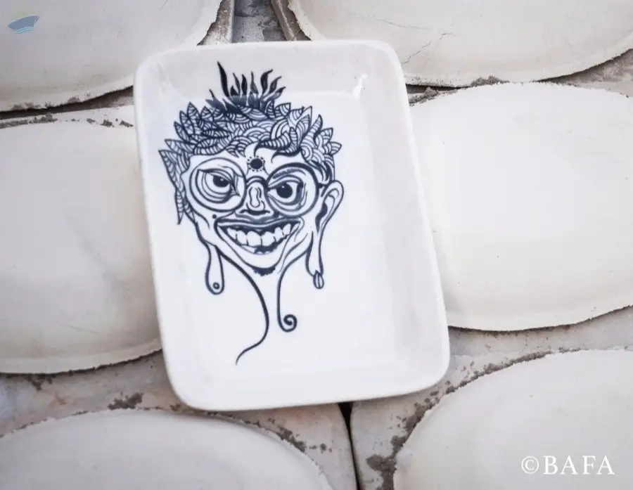 Blue Pottery Serving Tray - Tribal Chief
