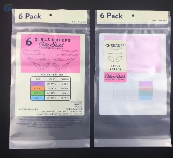 LDPE Zipper Lock Bags Clothes Packaging